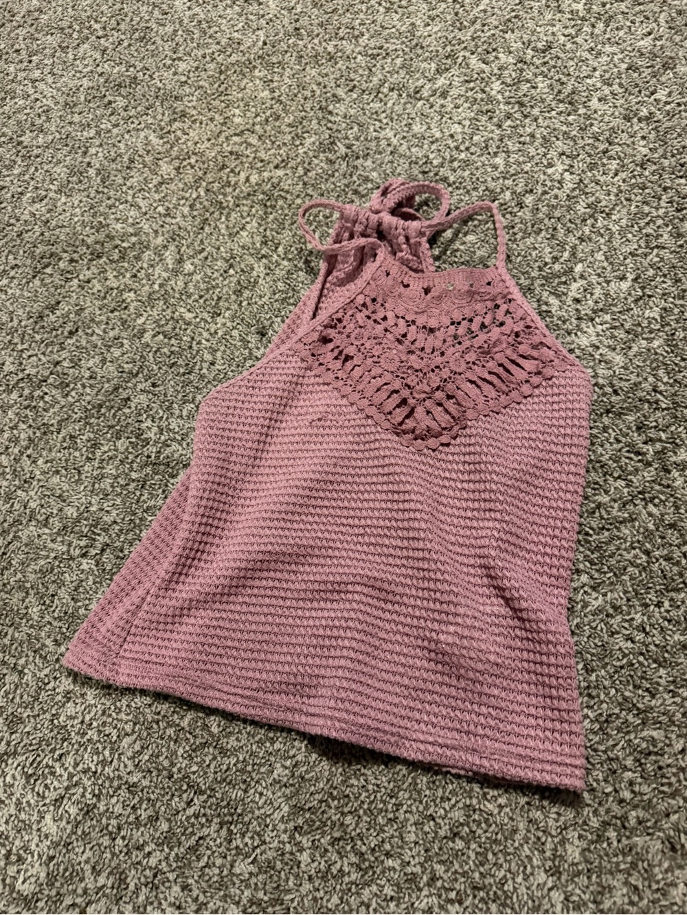 Women’s Crochet Halter Tank Top - Dusty Rose